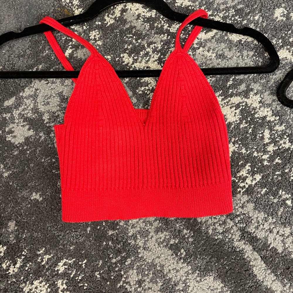 Red knit bralette